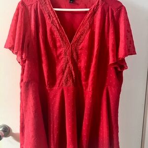 Torrid Red Textured Babydoll Blouse